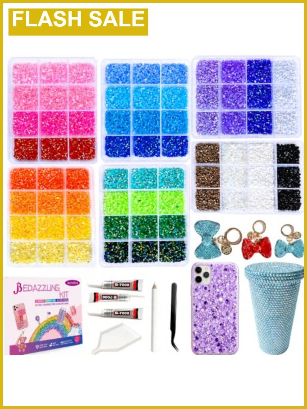 Resin Flatback Rhinestones Kit 56000 Pcs 3mm Bedazzling with B7000 Glue